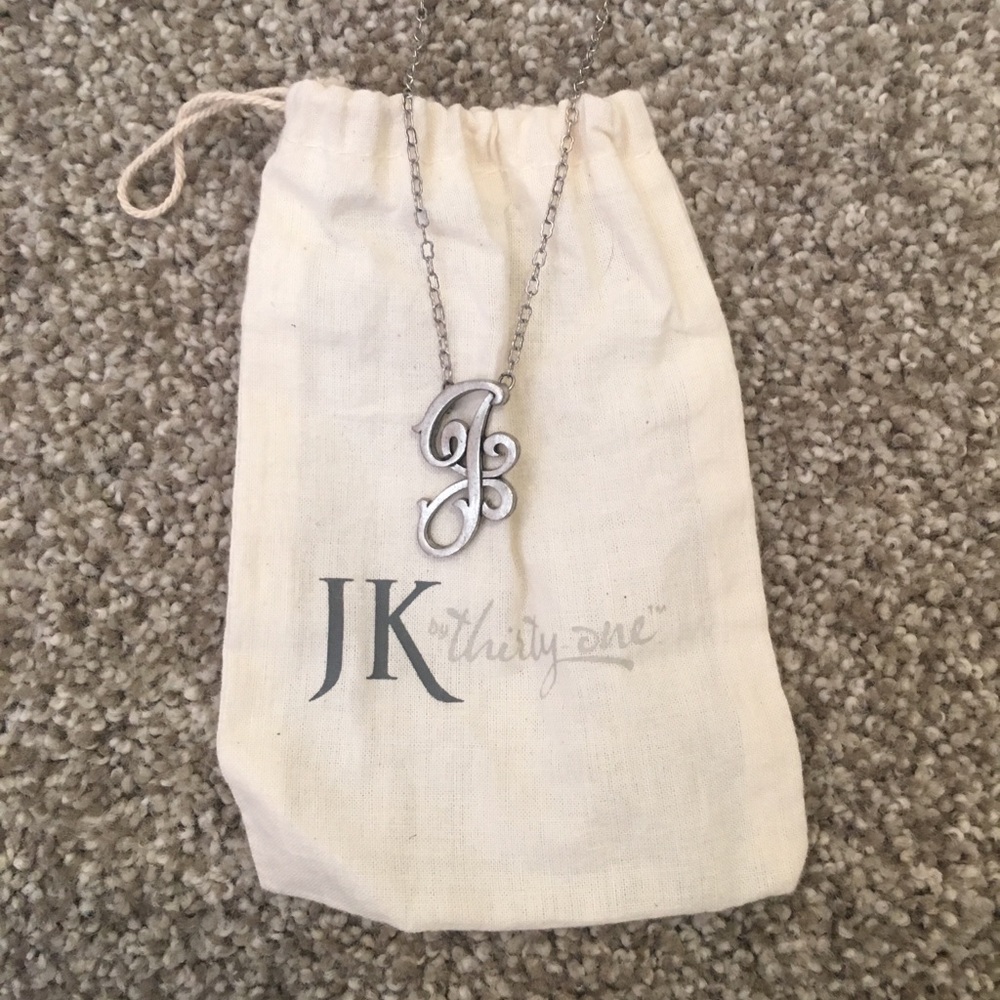 JK by Thirty-One Initial Necklace - “J” in Silver